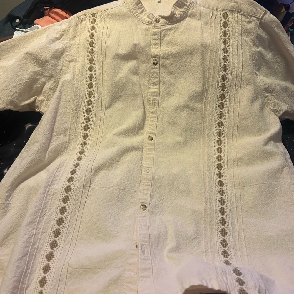 Men's Cream Button-Up Shirt